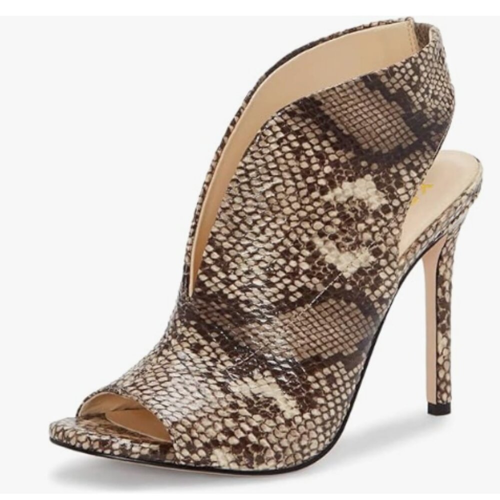 YDN Snakeskin Chic Slingback Peep Toe Stiletto High Heel Sandals Ankle Boots